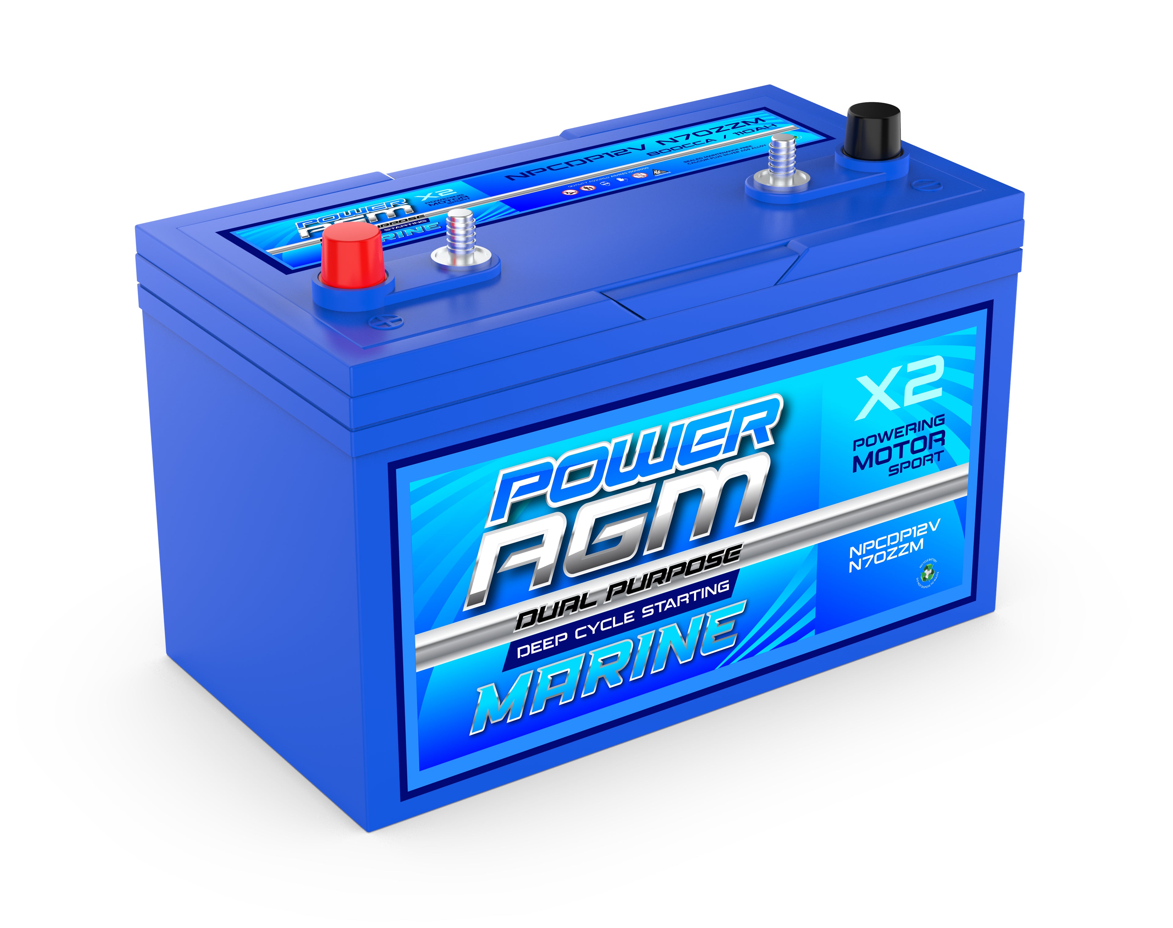 Power AGM Marine Dual Purpose 110AH 800CCA Power Crank Batteries