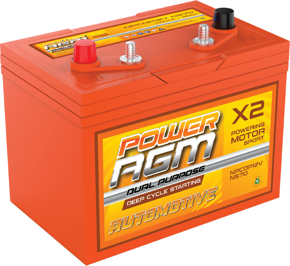 NPCDP12VNS70 POWER AGM DUAL PURPOSE AUTOMOTIVE SERIES DEEP CYCLE STARTING BATTERY