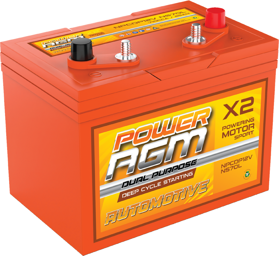NPCDP12VNS70L POWER AGM DUAL PURPOSE AUTOMOTIVE SERIES DEEP CYCLE STARTING BATTERY