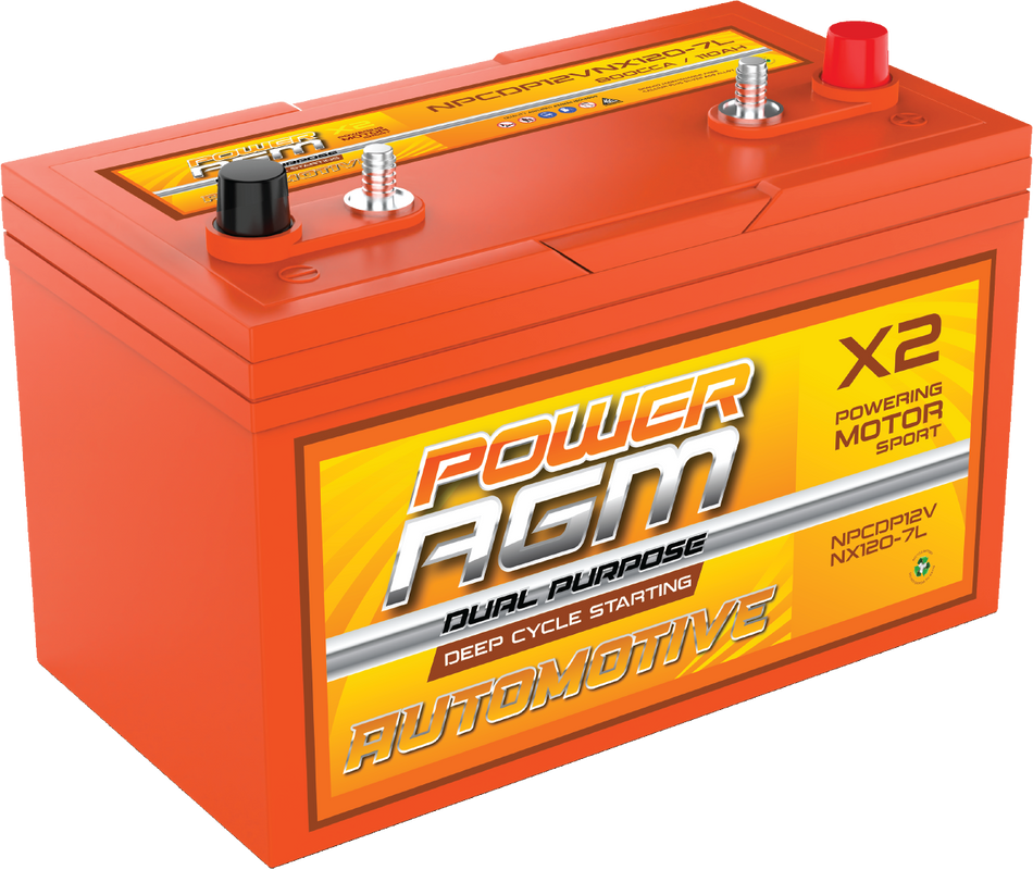 NPCDP12VNX120-7L POWER AGM DUAL PURPOSE AUTOMOTIVE SERIES DEEP CYCLE STARTING BATTERY