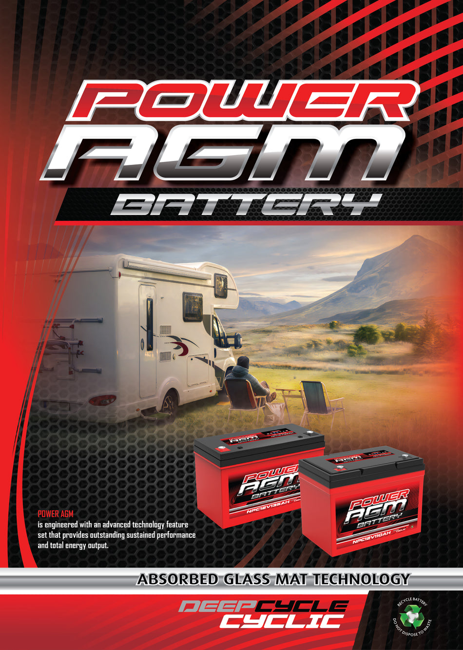 POWER AGM 12V150AH FRONT TERMINAL